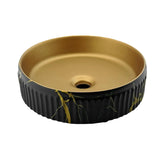 Lavamanos Redondo Dorado Negro Mármol Cerámica Lujo