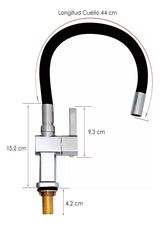 Grifería Llave De Mesón Agua Fria Flexible Negro Negro Mate