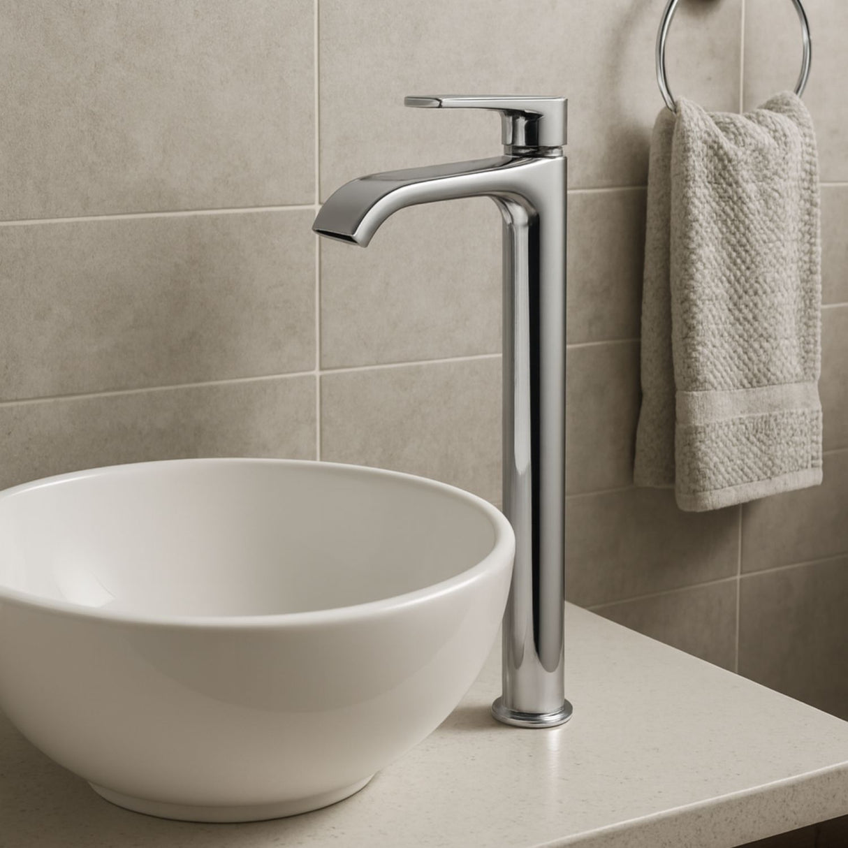 Lavamanos Monomando Alto Spacco Níquel Texturizado