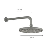 Regadera Redonda 25 Cm Spacco Gris Concreto Brazo 30cm Acero