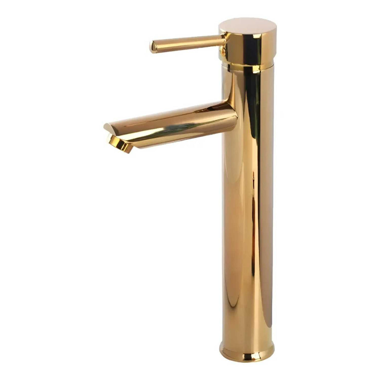 Grifería Lavamanos Alto Cuello Recto Oro Brillante 30 cm Monocontrol para Lavamanos Vessel