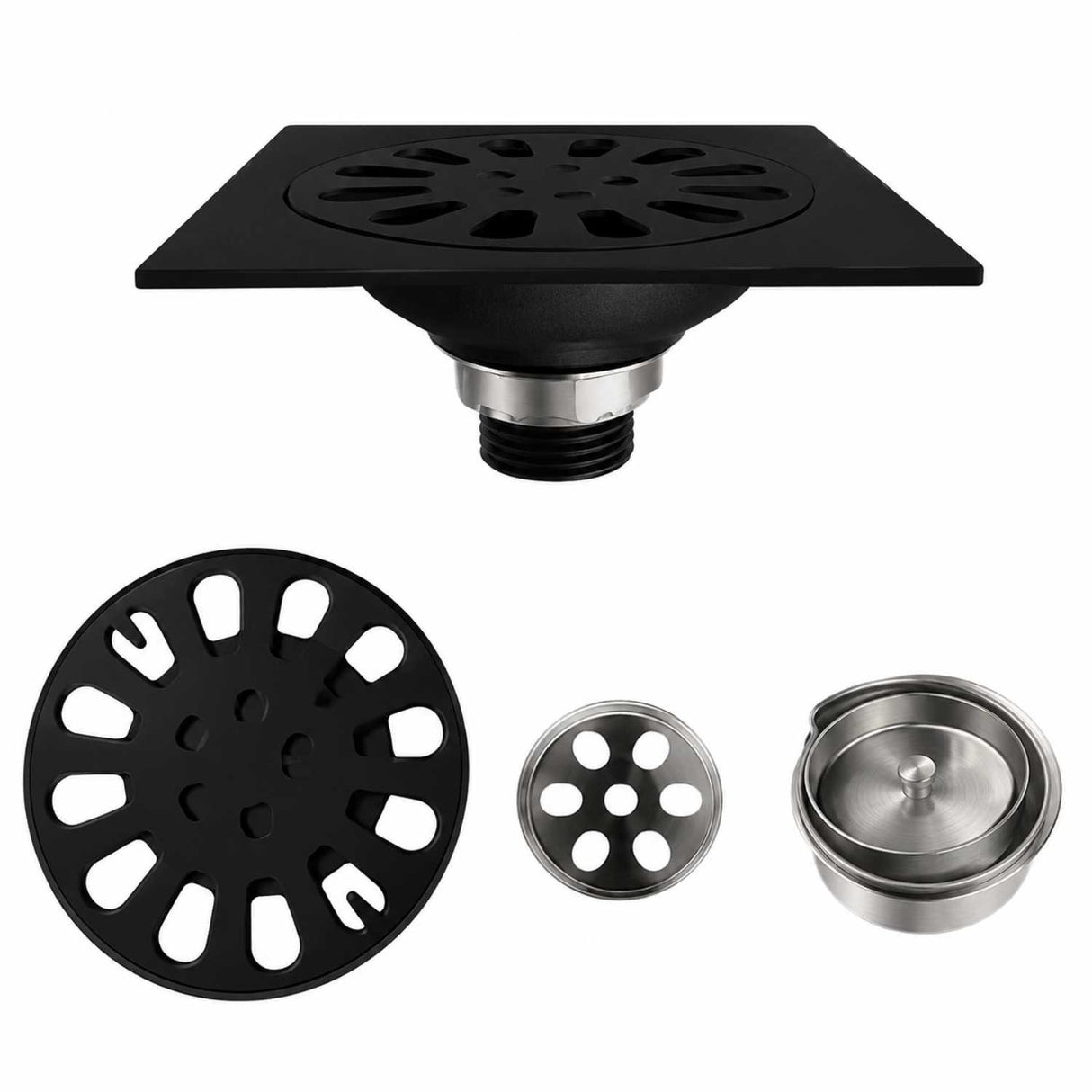 Rejilla de Piso Negro Liviana 10*10 Flor