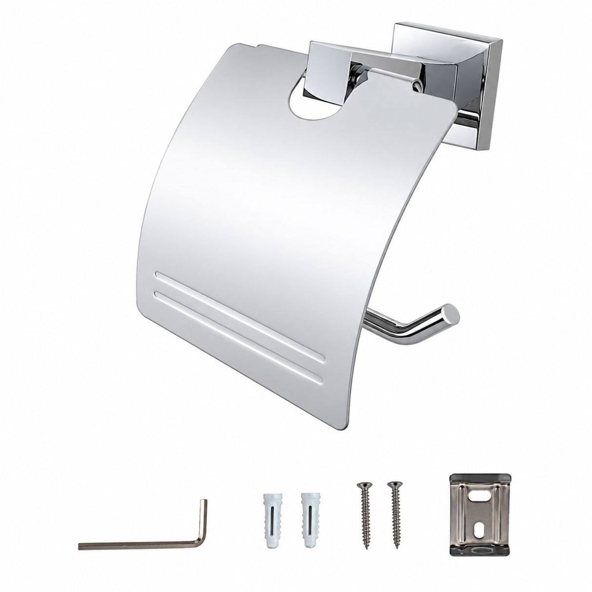Portarrollos para Baño con Tapa Base Cuadrada Cromado