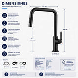 Grifería Lavaplatos Monocontrol Extraíble Vintage de Lujo | Rotación 360° para Cocina