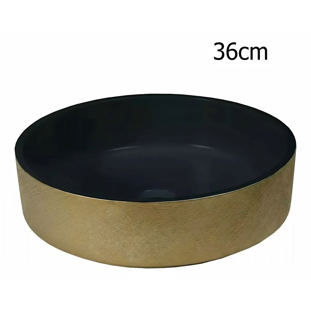 Lavamanos Sobreponer Redondo Negro y Dorado 36 x 36 x 12 cm | Diseño Moderno Premium