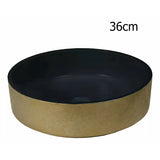 Lavamanos Sobreponer Redondo Negro y Dorado 36 x 36 x 12 cm | Diseño Moderno Premium