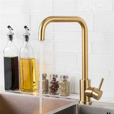 Grifo Monocontrol Para Cocina Dorado Cepillado 30 cm de alto