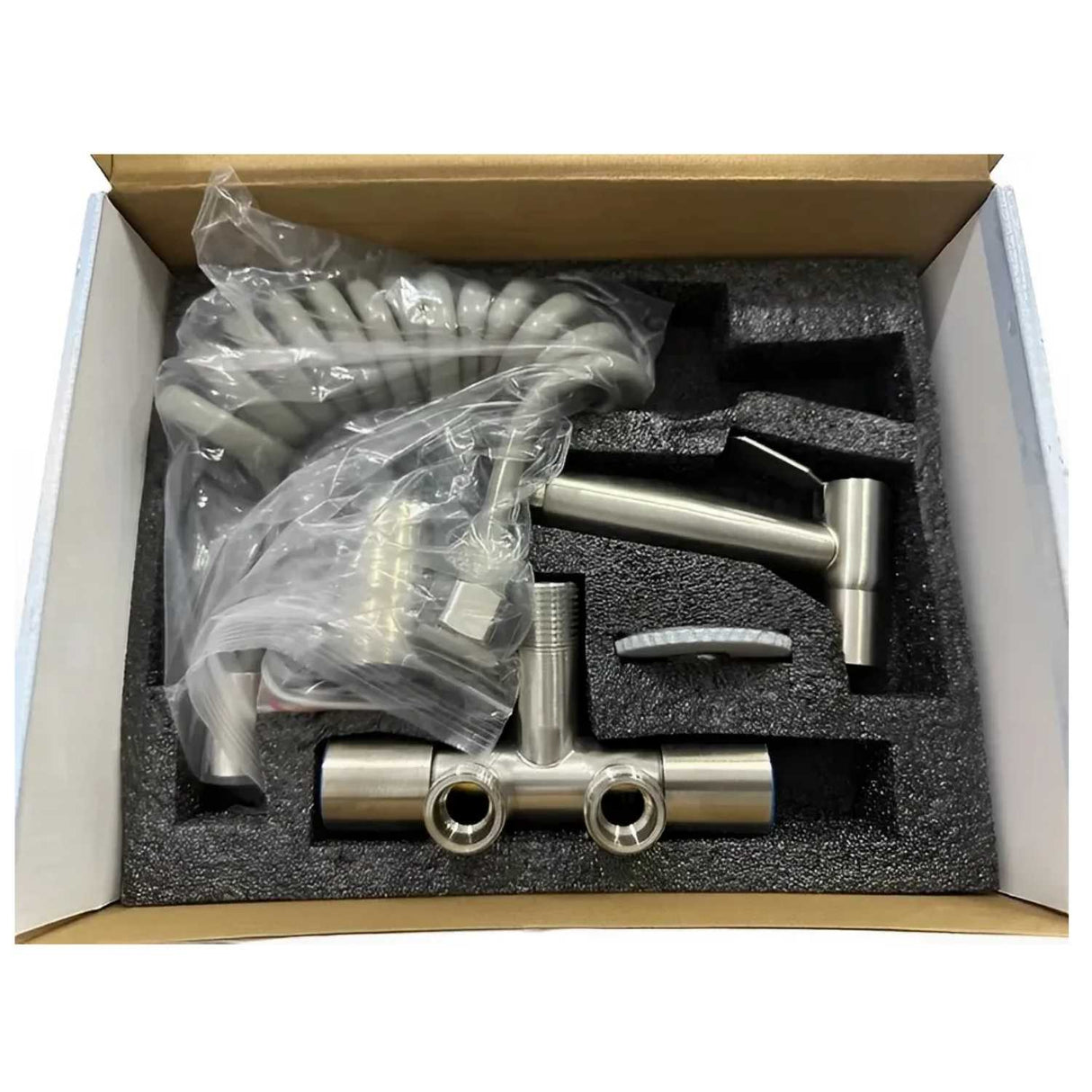 Grifo para Inodoro con Válvula Angular de Doble Salida en Acero Inoxidable Bidet