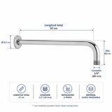 Tubo para Regadera de Pared 37 cm en Acero Inoxidable Cromado 1/2”