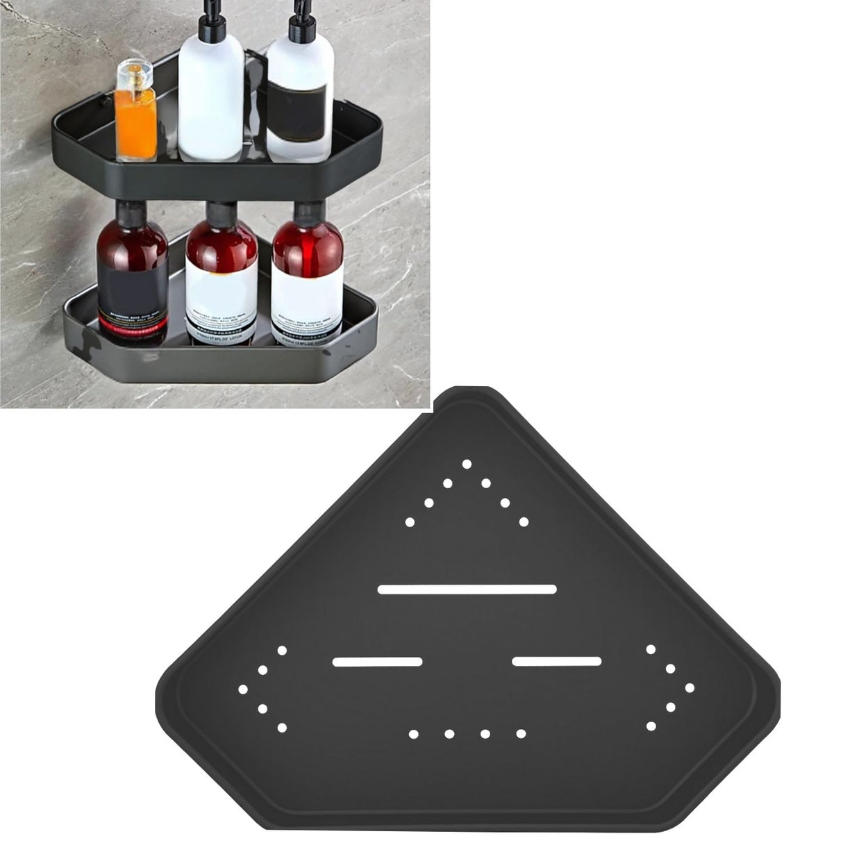 Repisa Baño Esquinera Moderna Negro Aluminio - Inoxidable