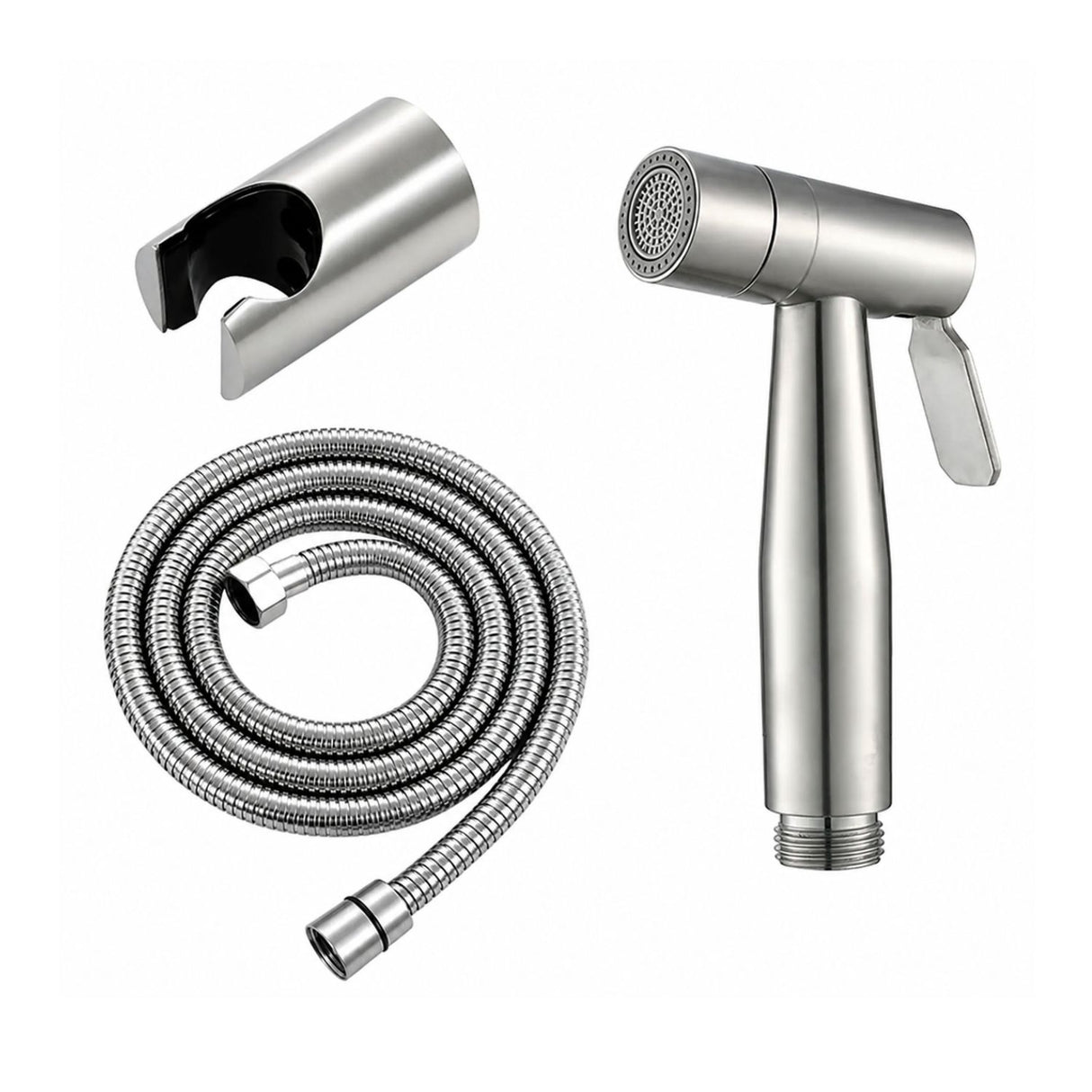 Kit Ducha Bidet Acero Inoxidable 304 Satinado Con Manguera Y Soporte Higiénico Para Baño