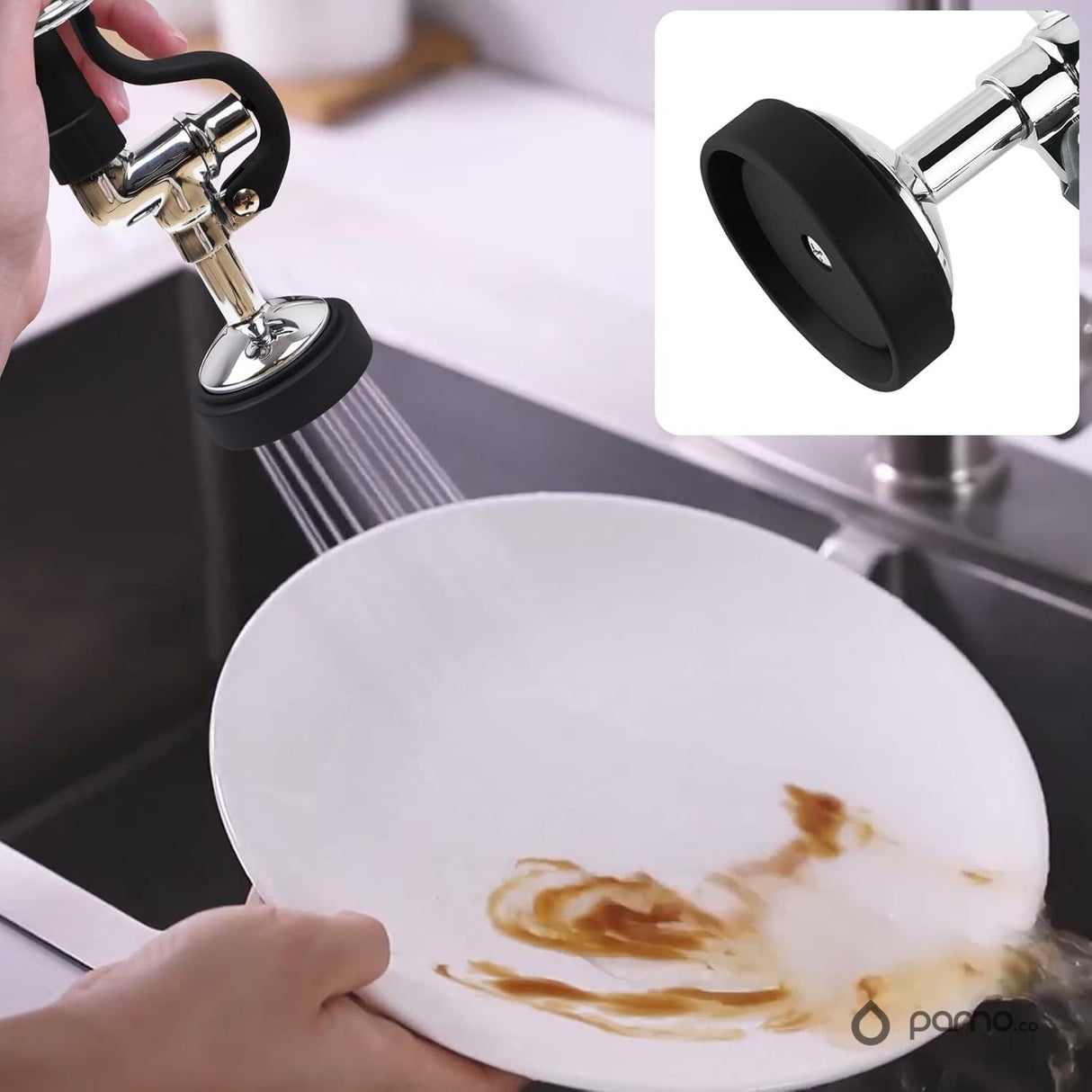 Grifería Cocina Industrial Pared Metálica - Cromo - 8” (20 cm) - Racores Ajustables