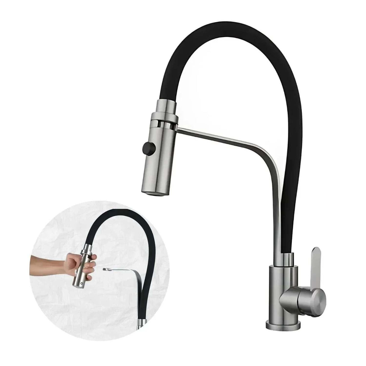 Set Lavaplatos Gris 50x45 cm en Acero Inoxidable 304 + Griferia Monocontrol