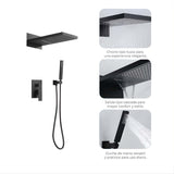 Kit Regadera Ducha Rectangular Empotrada Monomando con Ducha de Mano Negro o Gris