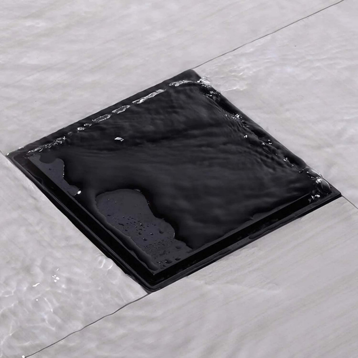 Rejilla De Piso Cuadrada Negro Mate Invisible Vintage 10 x 10 cm