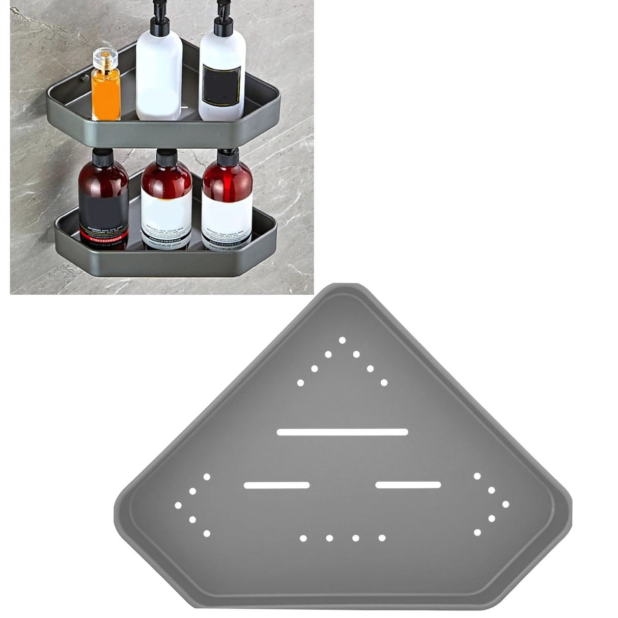 Repisa Baño Esquinera Moderna Silver Aluminio Gris - Inoxidable