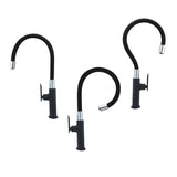 Llave Lavaplatos de Agua Fría con Cuello Flexible Dirigible - Negro Mate y Cromo