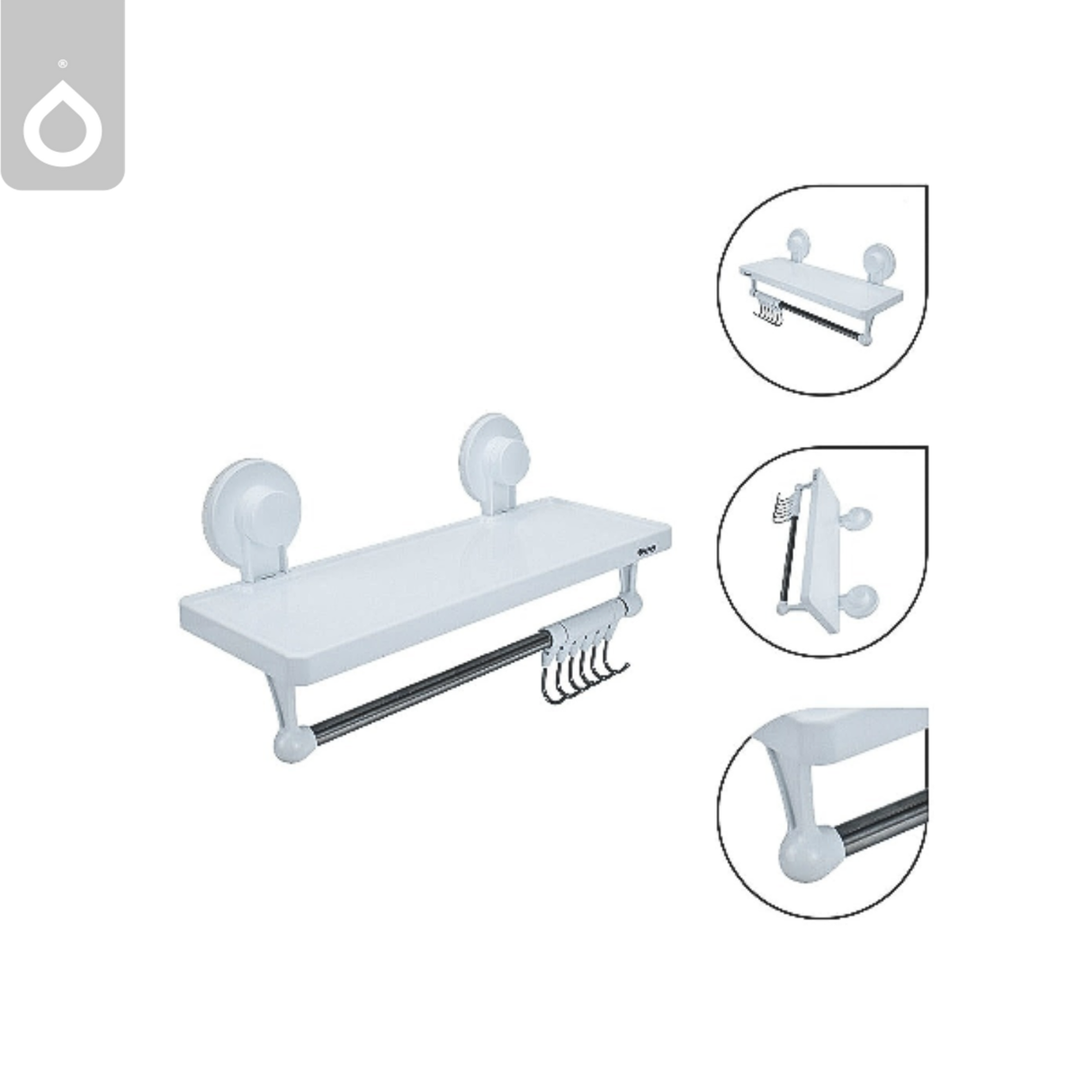 Repisa Organizadora Toallero Con Ganchos Ventosa