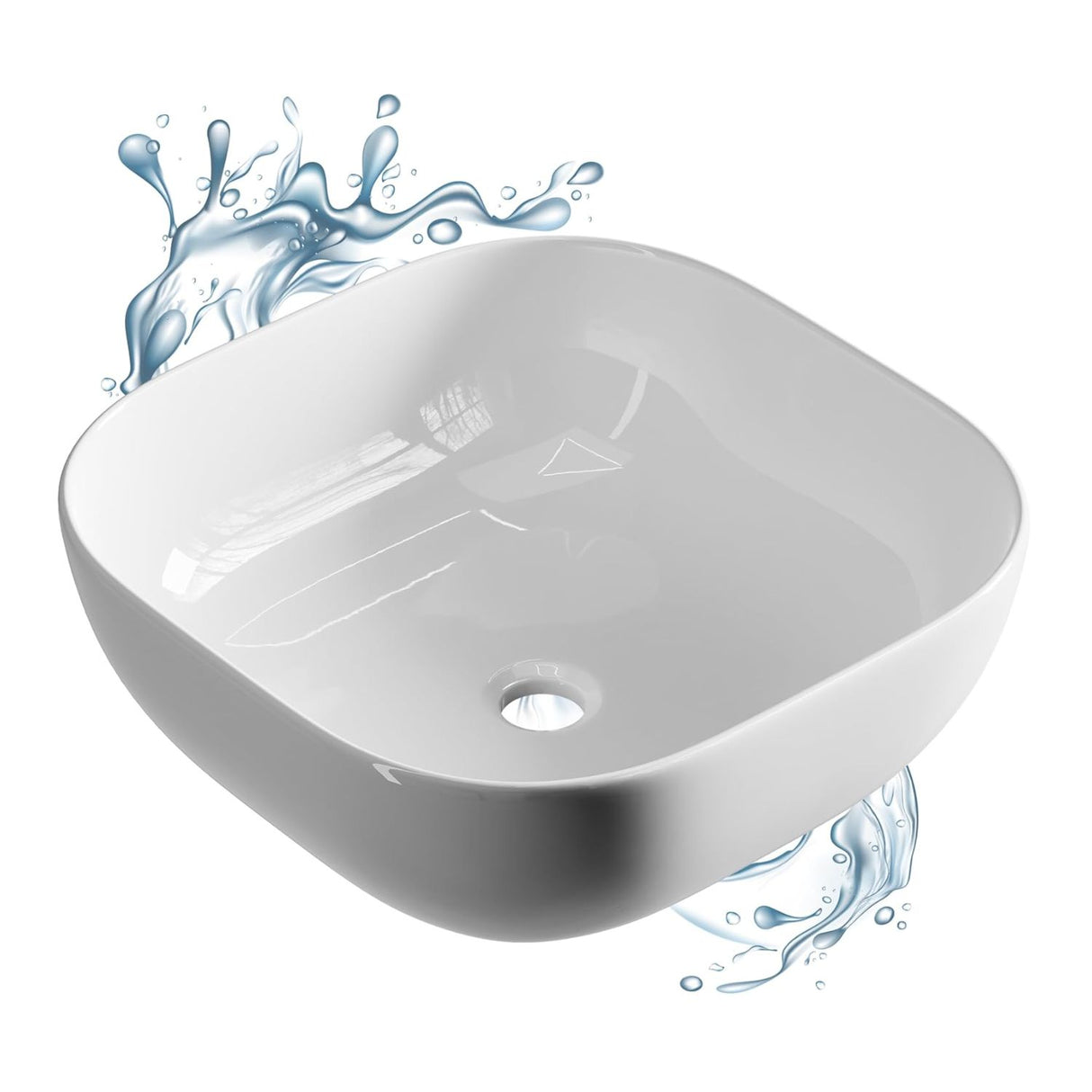 Lavamanos Sobreponer Tipo Vessel Opera Cuadrado - 41.5 x 41.5 x 14.5 cm. Blanco