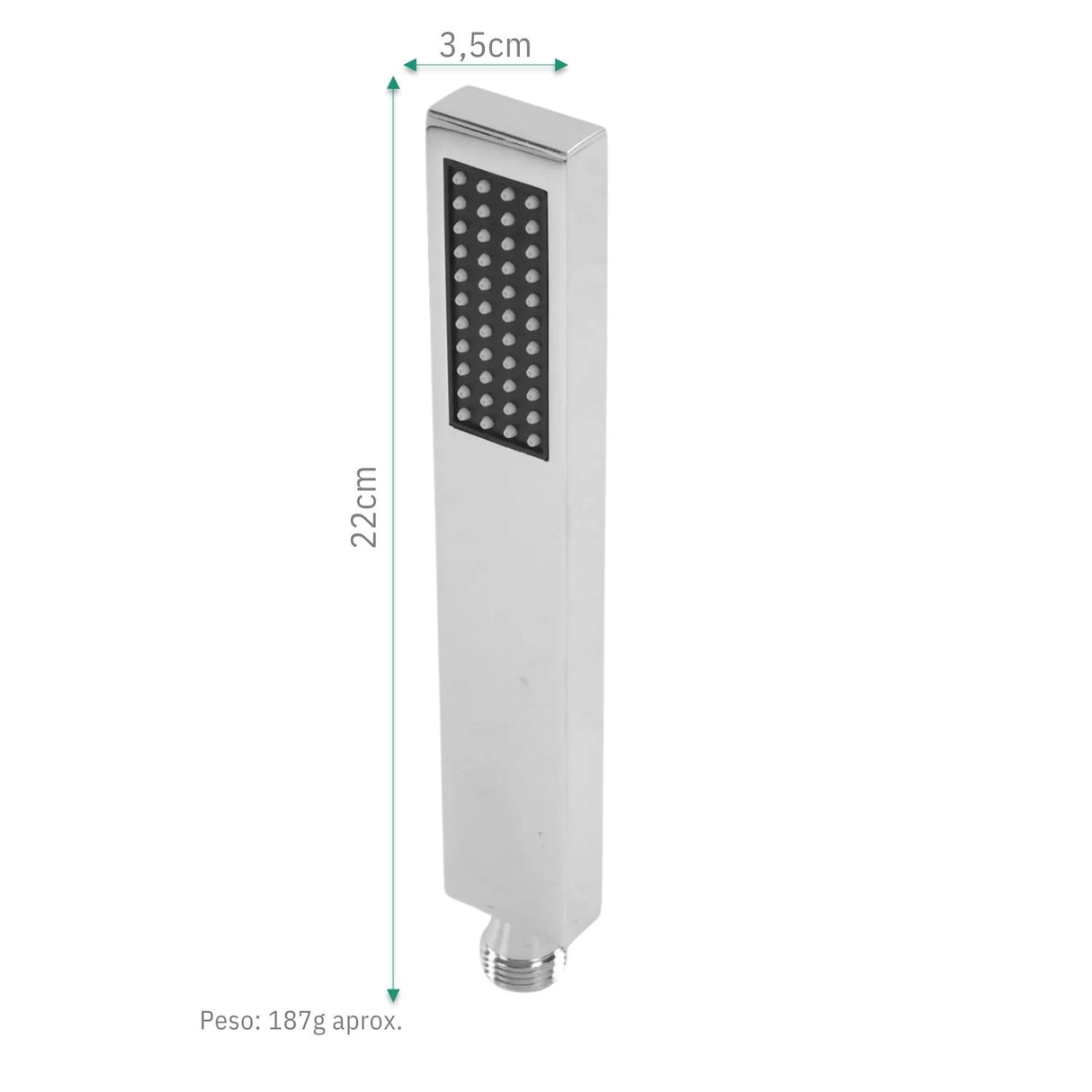 Mango Teleducha Slim Alargada Cromada en Acero Inoxidable (SUS304), Entrada de ½”, Chorro Tipo Lluvia