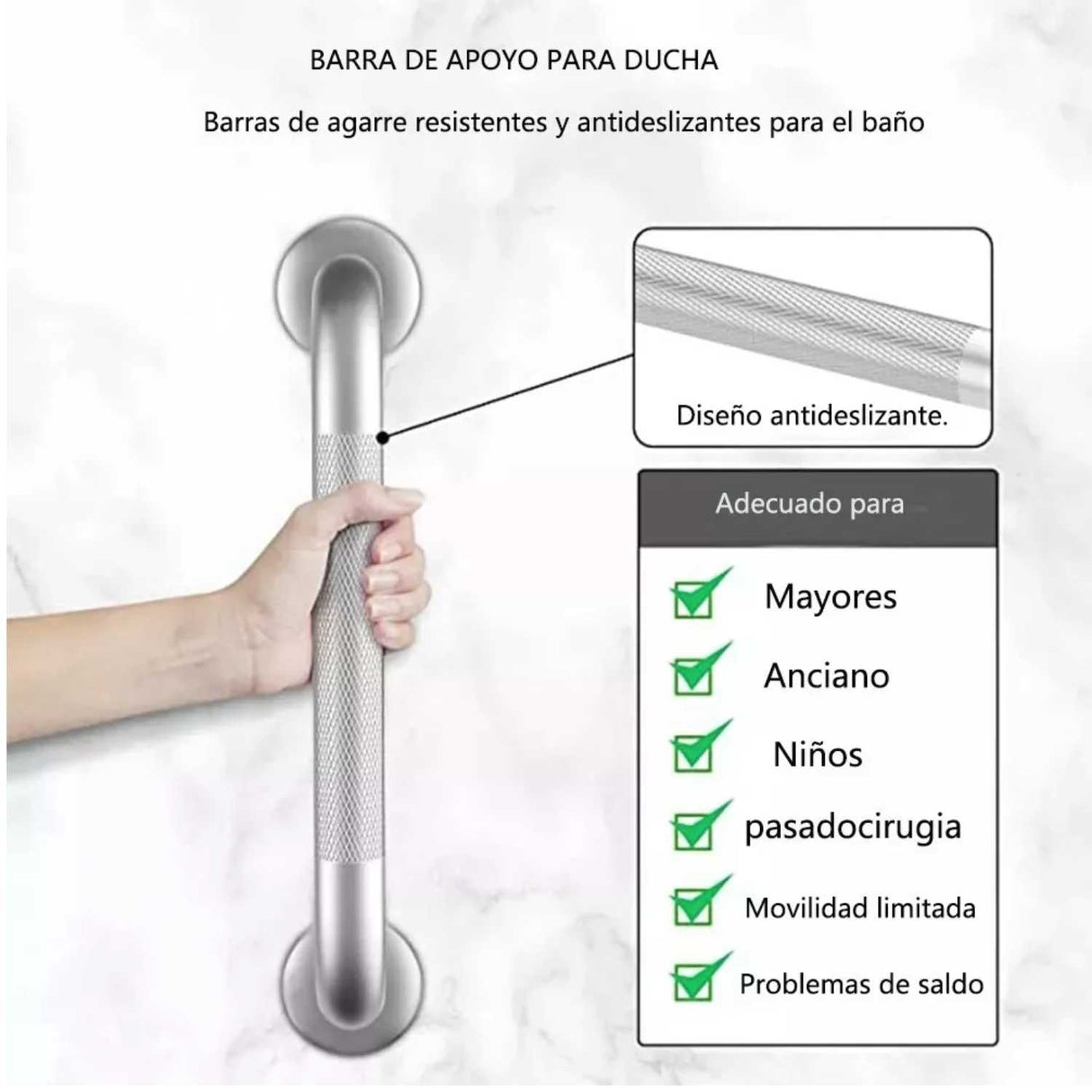 Barra De Seguridad Sus304 Grafilada - 60cm | Seguridad En Acero Inoxidable Satinada (Copia)
