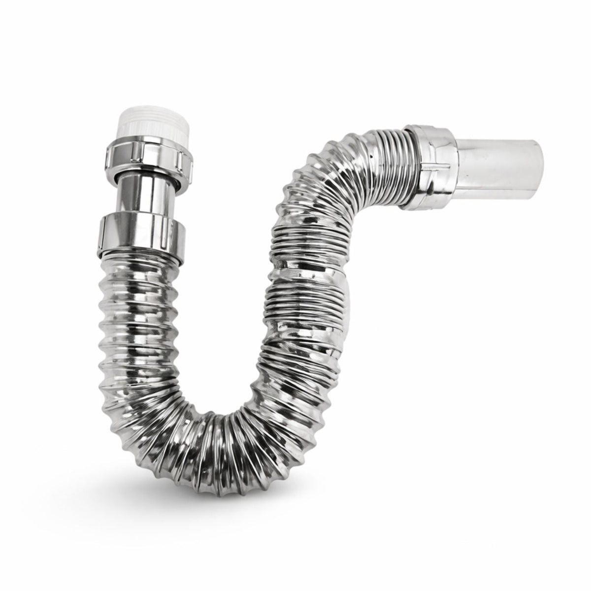 Sifón flexible cromado para lavamanos, detalle