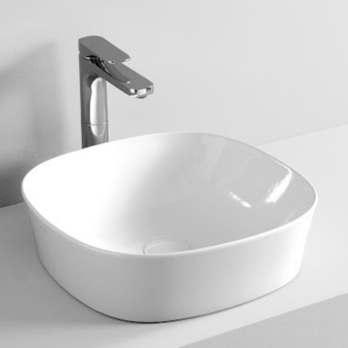 Lavamanos Sobreponer Tipo Vessel Opera Cuadrado - 41.5 x 41.5 x 14.5 cm. Blanco