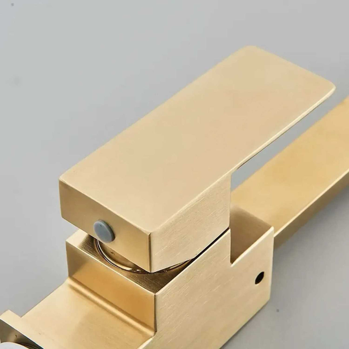 Grifería Monocontrol Lavaplatos Cuello L Cuadrado Oro Cepillado 35 cm Acero Inoxidable