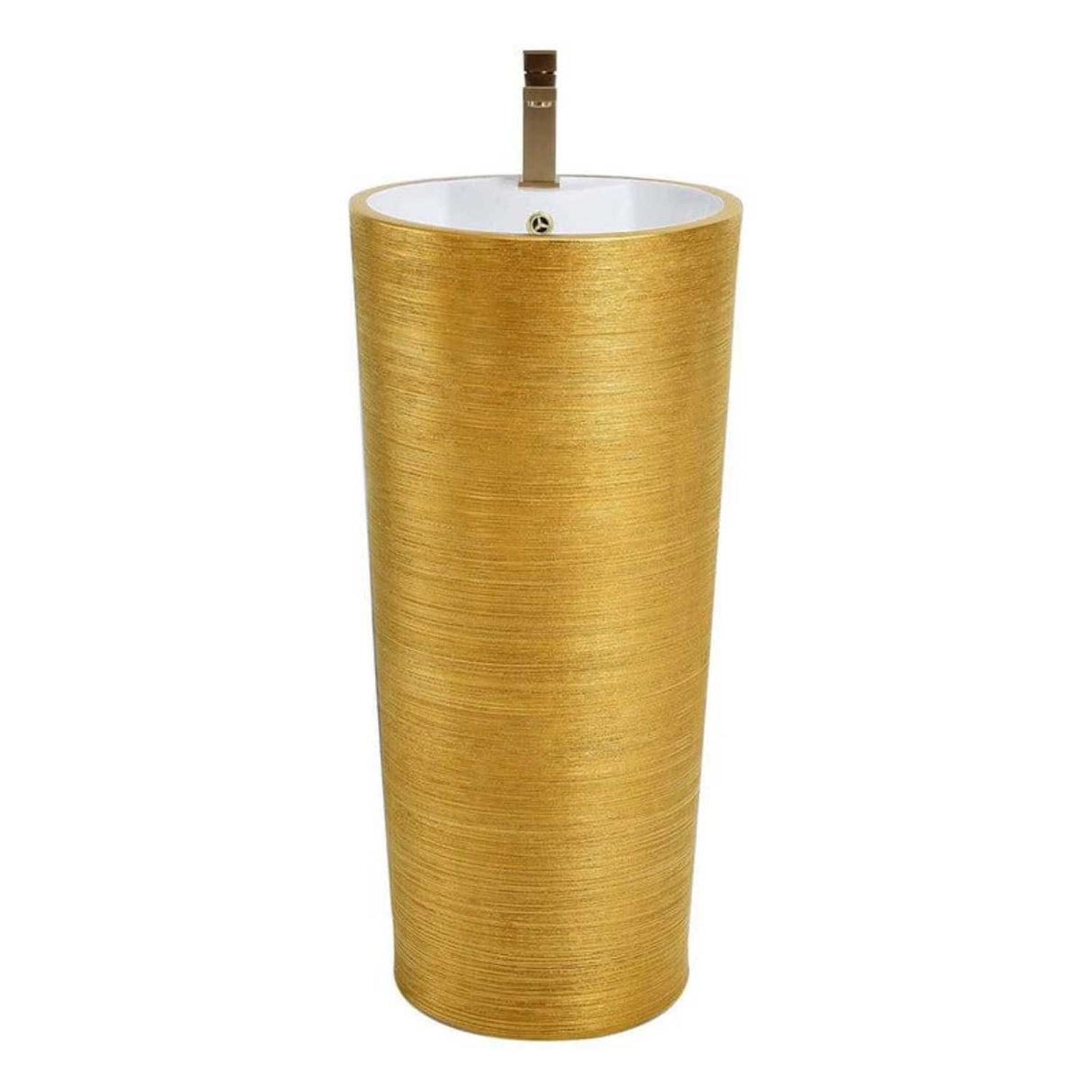 Lavamanos de Pedestal Pilón Color Oro Redondo 83 × 40 cm