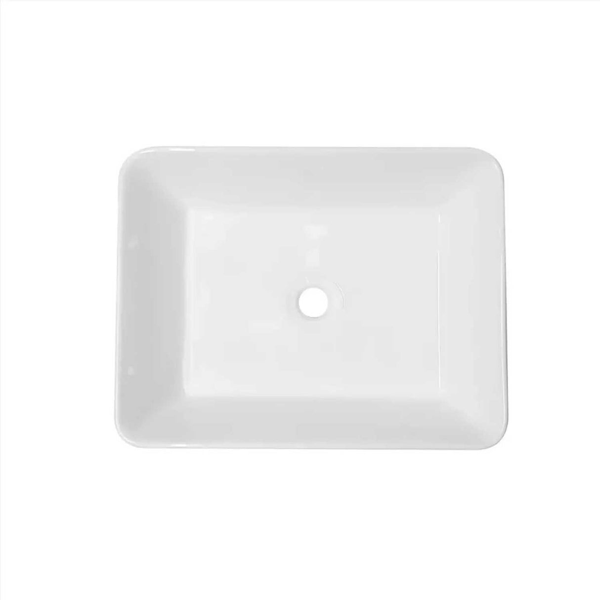 Lavamanos Sobreponer Rectangular Cerámico Blanco 48 x 37 cm para Baño Moderno