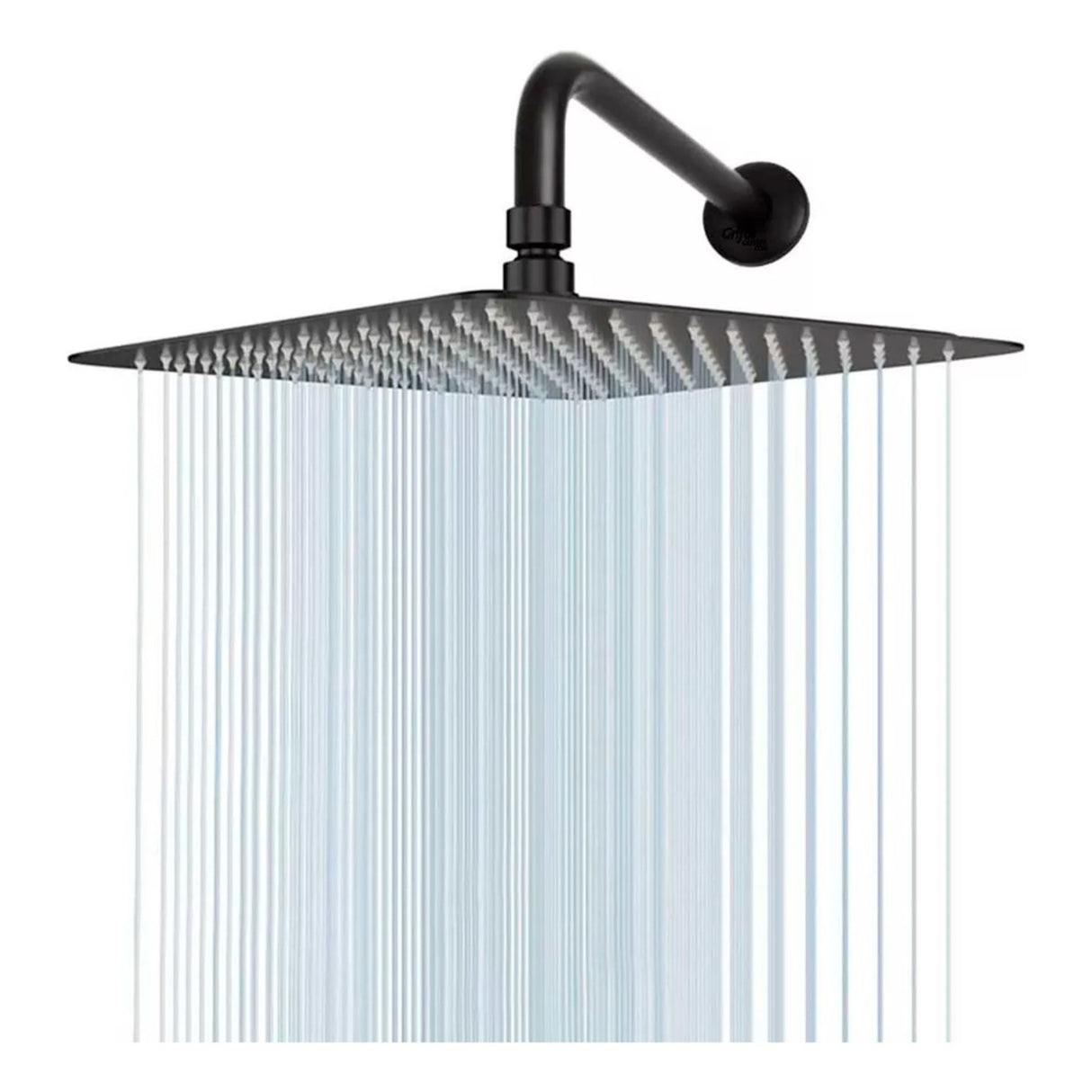 Ducha Regadera Acero Inox. Cuadrada 30cm Negro Mate + Tubo