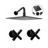 Kit Ducha 20cm +tubo + Mezclador Ducha + Manijas Cruz Negro