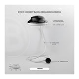 Ficha visual con dimensiones de la ducha eléctrica