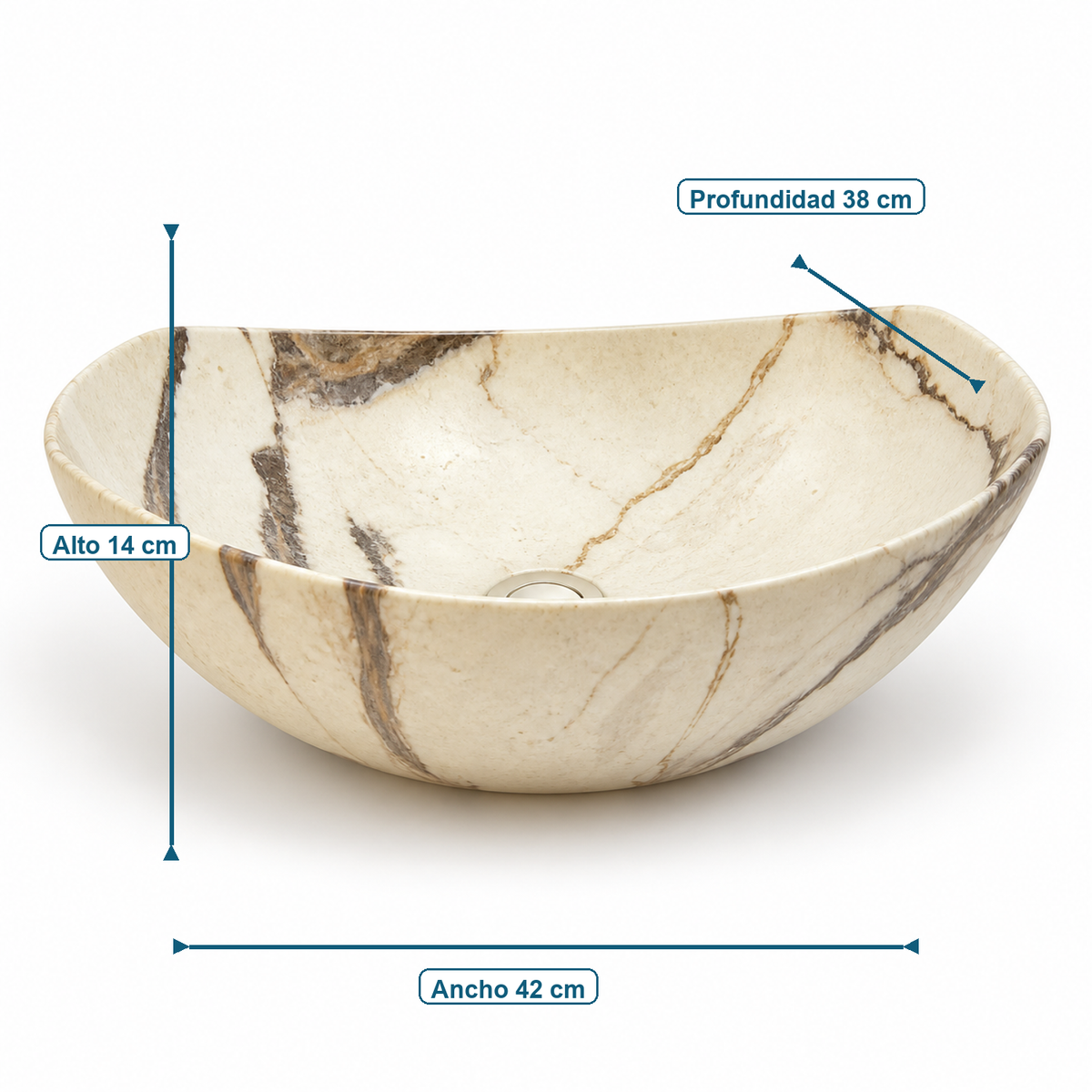 Lavamanos de Sobreponer Terracota 42 x 38 x 14 cm - medidas