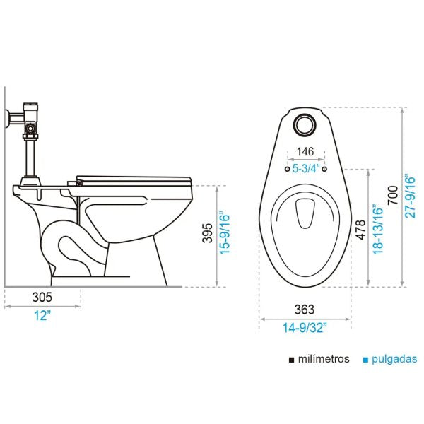 Sanitario Quantum Alongado Sin Tapa Asiento