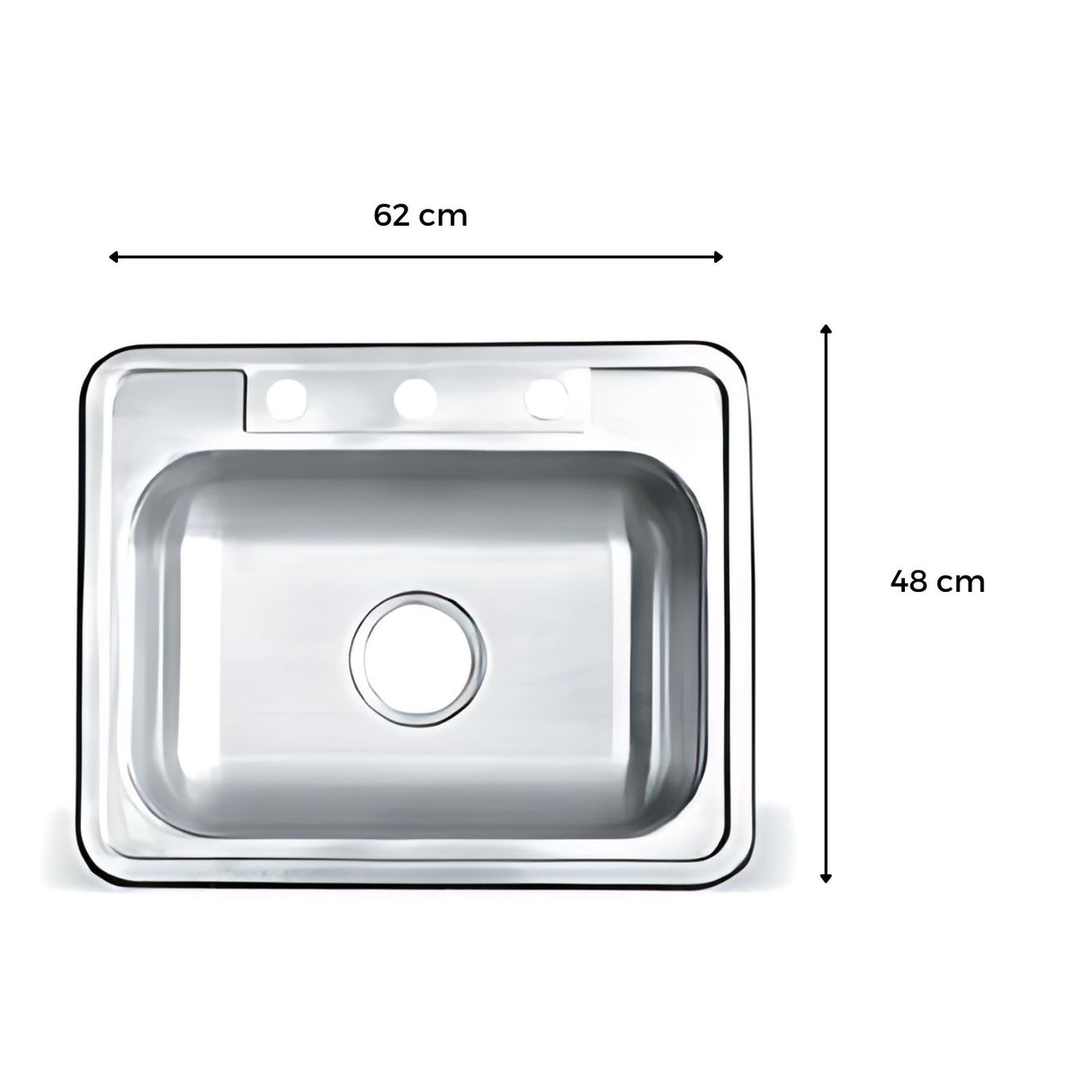 Lavaplatos para Griferia Sobre Poner Acero Inoxidable 62*48 3 huecos