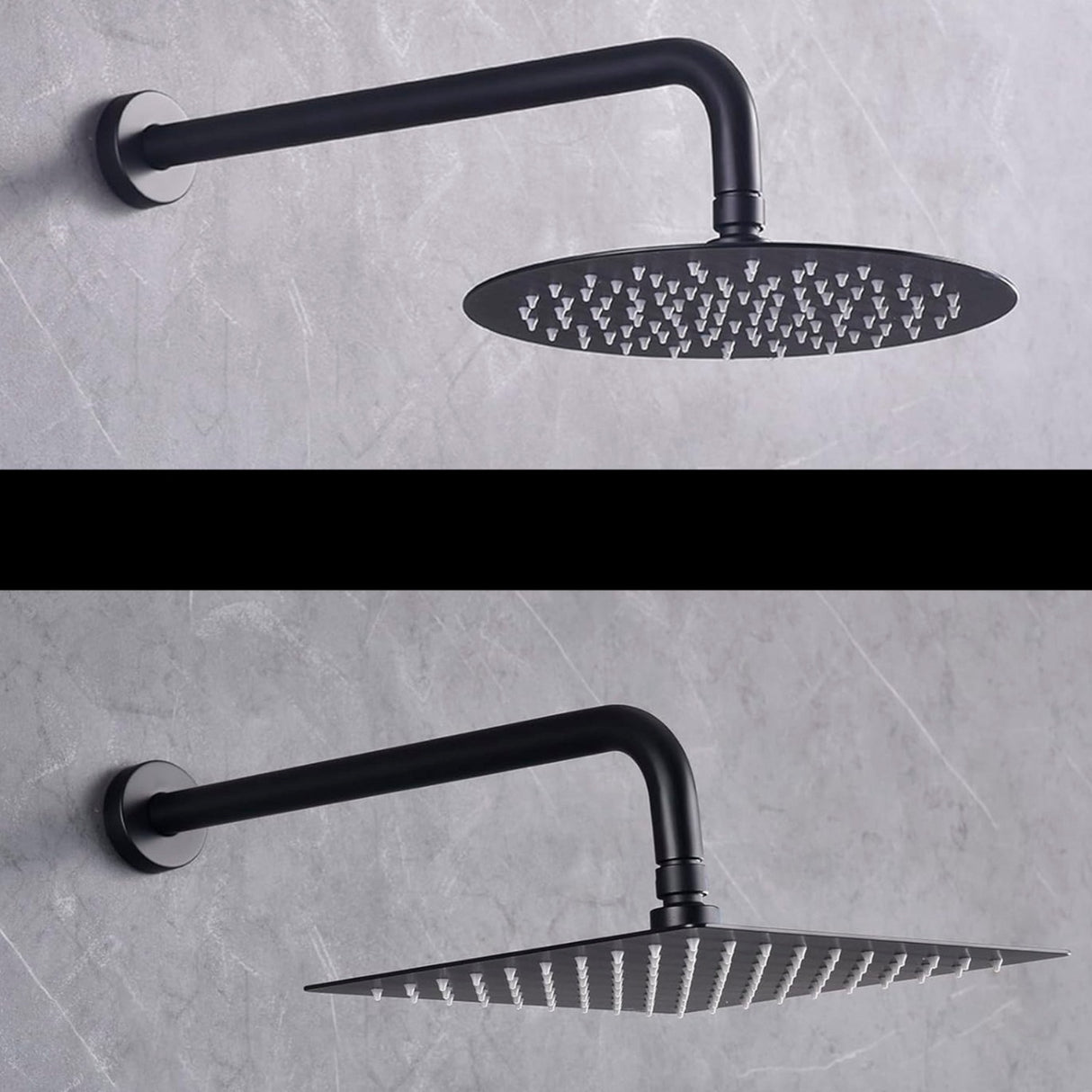 Ducha Regadera Acero Inox. Cuadrada 30cm Negro Mate + Tubo