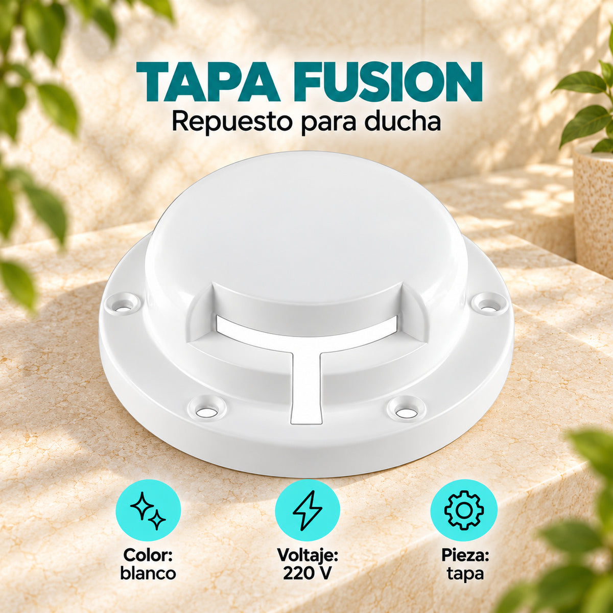 Características de tapa fusion blanca para ducha 220 v