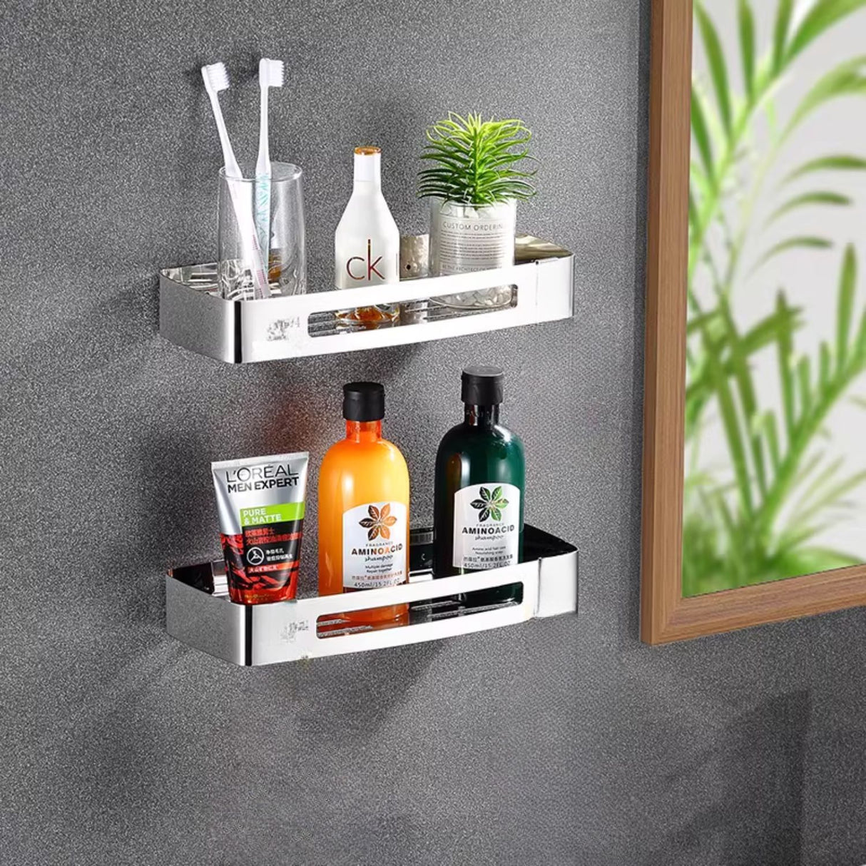 Repisa Rectangular tipo Rejilla para Baño en Acero SUS 304 - 30X12 cm