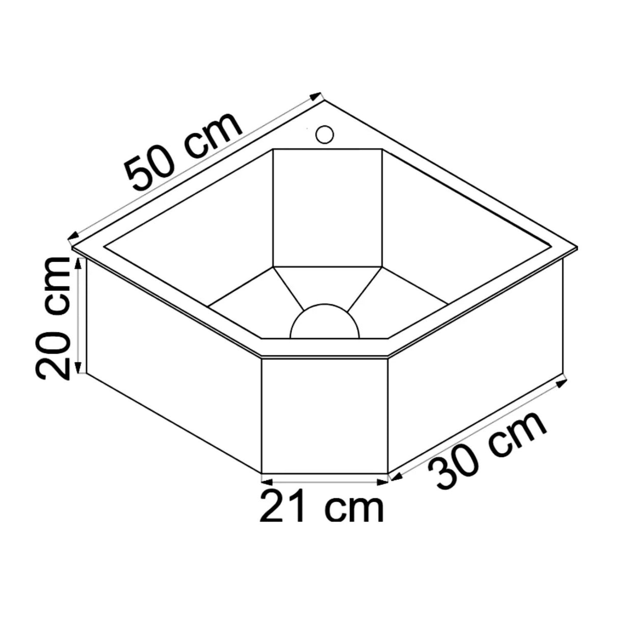 Lavaplatos de Lujo Esquinero Negro en Acero SUS304 - 50x50 cm