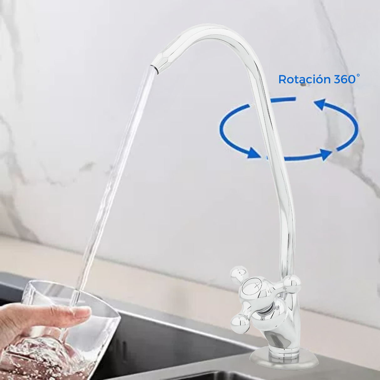 Llave Purificador Agua Pico Alto Monomando Adaptador 3/8