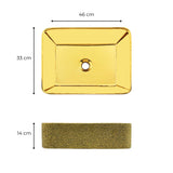 Lavamanos De Sobreponer Rectangular Ary Gold - Acabado Martillado Externo - 46 x 33 x 14 Cm