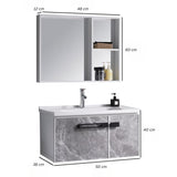 Set Lavamanos Espejo PVC Resistente Humedad - Mueble 2 Puertas Gris Mármol
