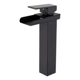 Grifería Monocontrol Alta Cascada Negra Mate 29 cm para Lavamanos Sobreponer