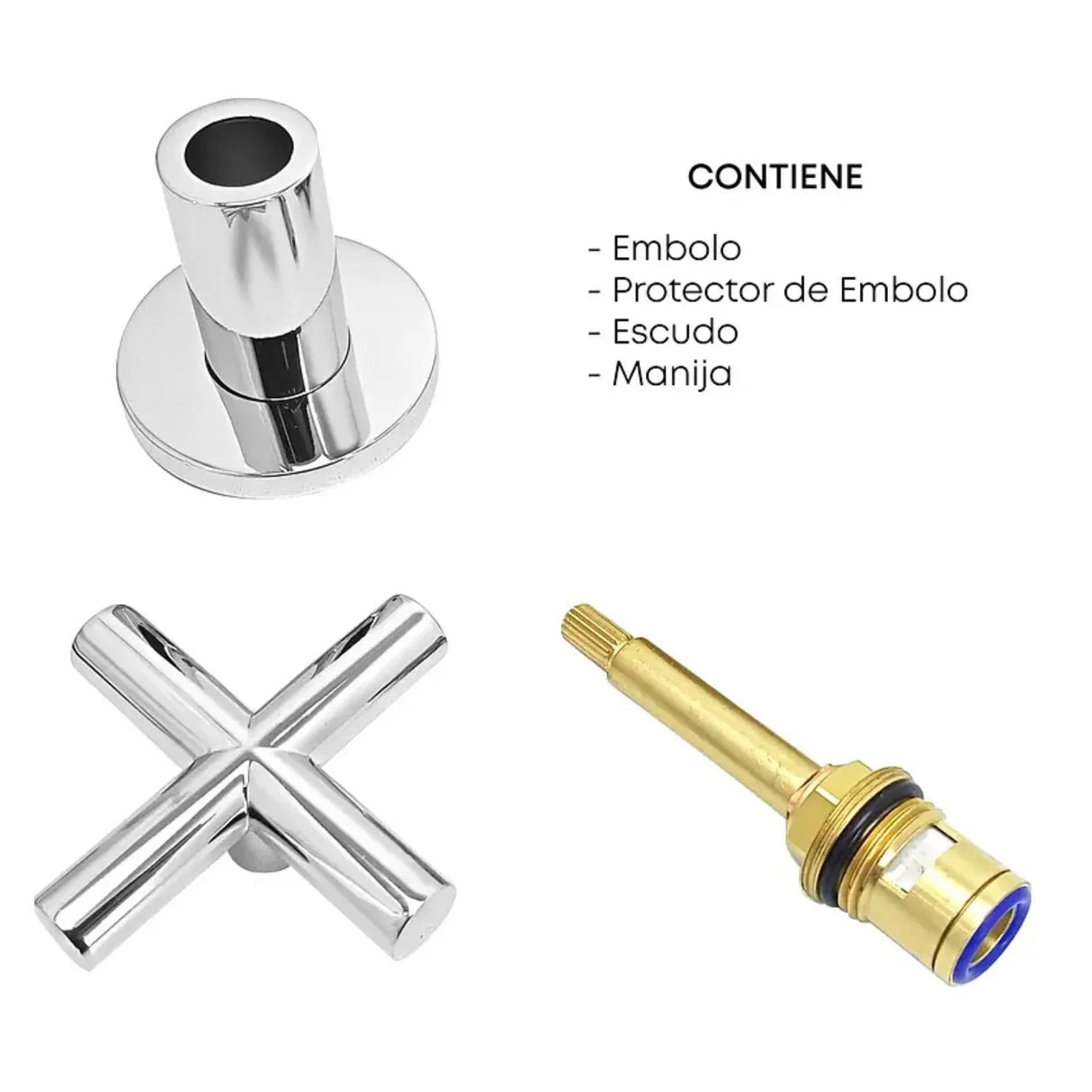 Set Griferia Ducha Alta Calidad Cuerpo Bronce Cruceta Cromo