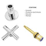 Set Griferia Ducha Alta Calidad Cuerpo Bronce Cruceta Cromo