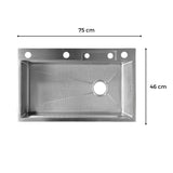 Lavaplatos Inteligente Acero Natural con Grifería y Accesorios - Acero SUS304 - 75x46 cm