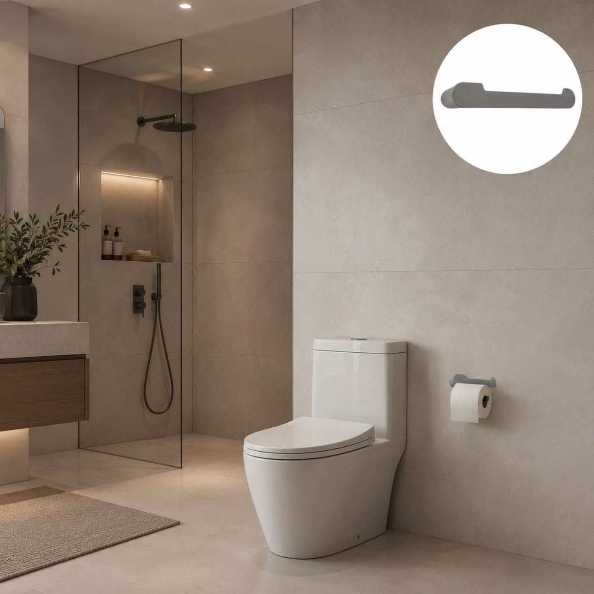 Portarrollos Kassel Gris Cobalto en Zamak 16,5 cm para Baño