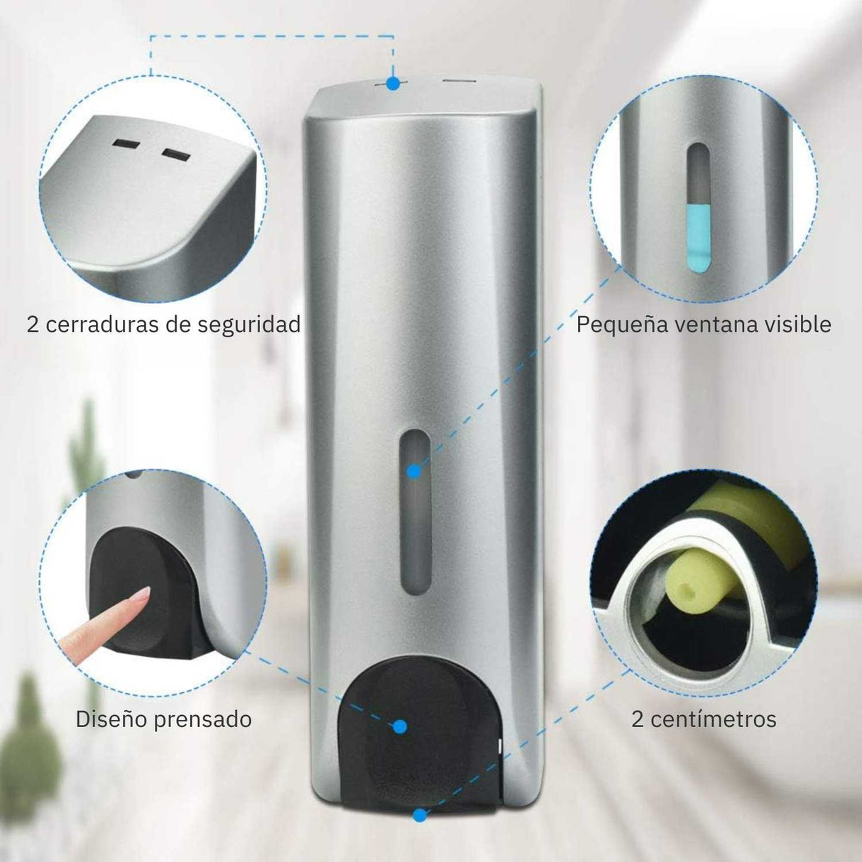 Dispensador de Jabón Cromado 300 ml | Dosificador Elegante para Baño y Cocina