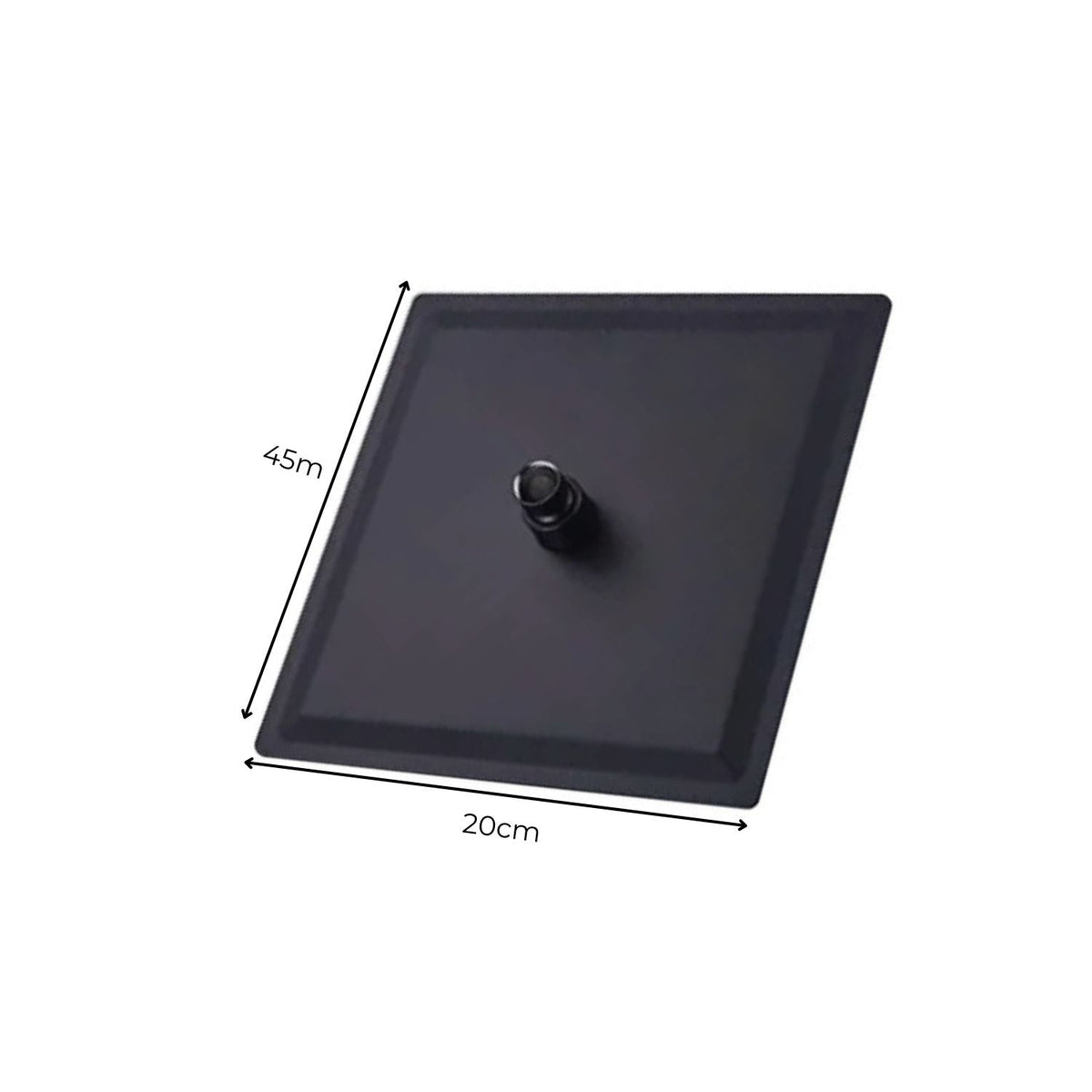 Ducha Sencilla Negra Cuadrada 20 cm con Tubo